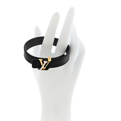Louis Vuitton Calfskin Metal LV Bracelet Black Gold Silver 2 of 4