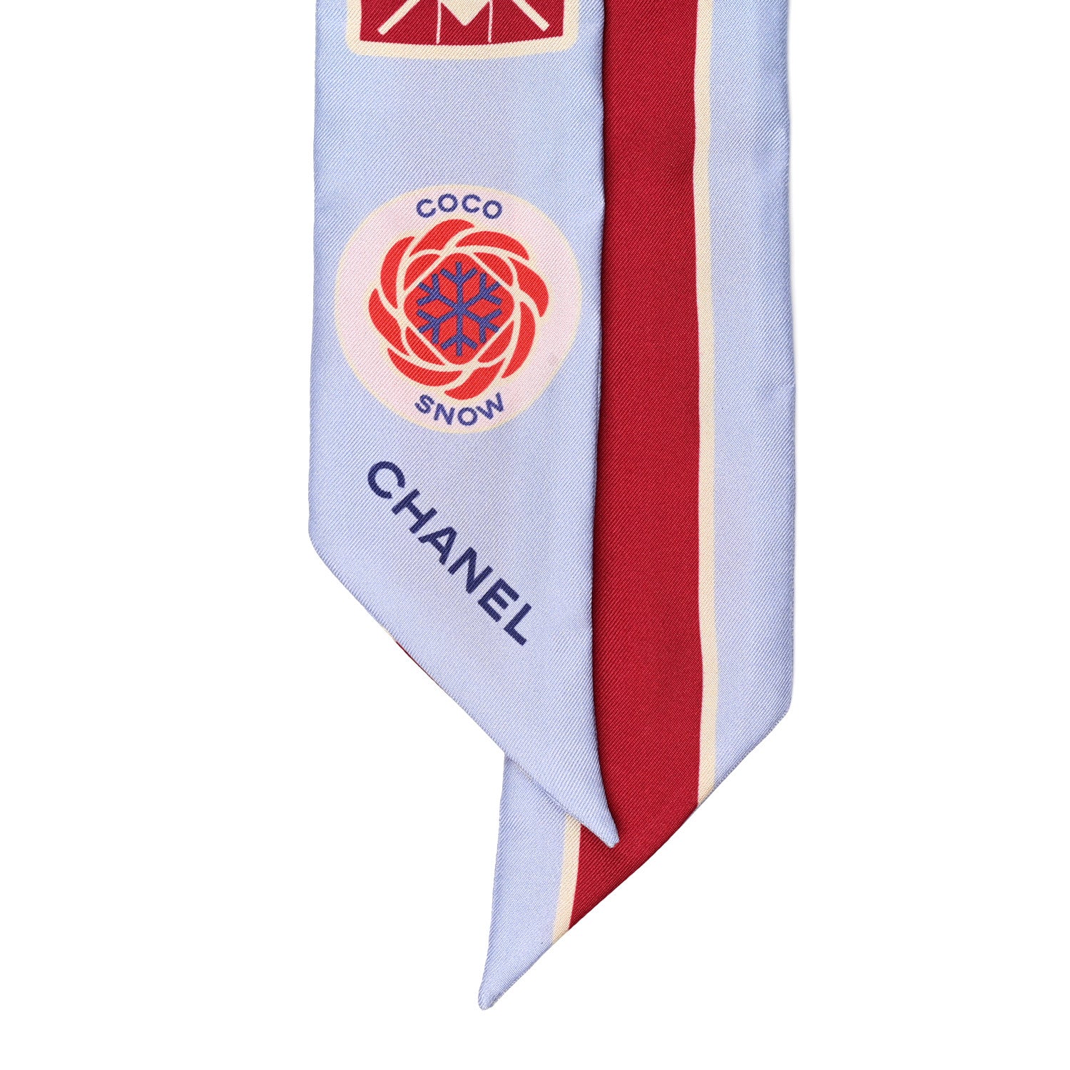 Chanel Silk Coco Snow Slim Bandeau Scarf Blue 3 of 4