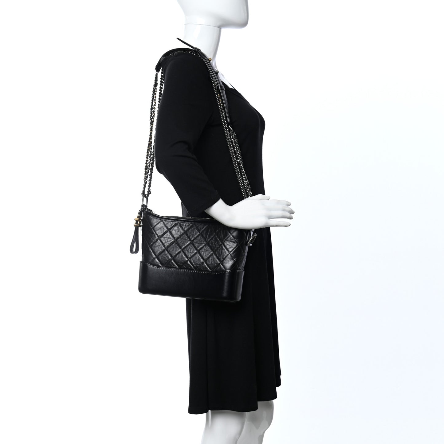Aged Calfskin Medium Gabrielle Hobo Black