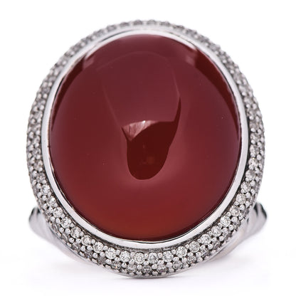 David Yurman Sterling Silver Diamond Carnelian Signature Oval Ring 57 8 1 of 7