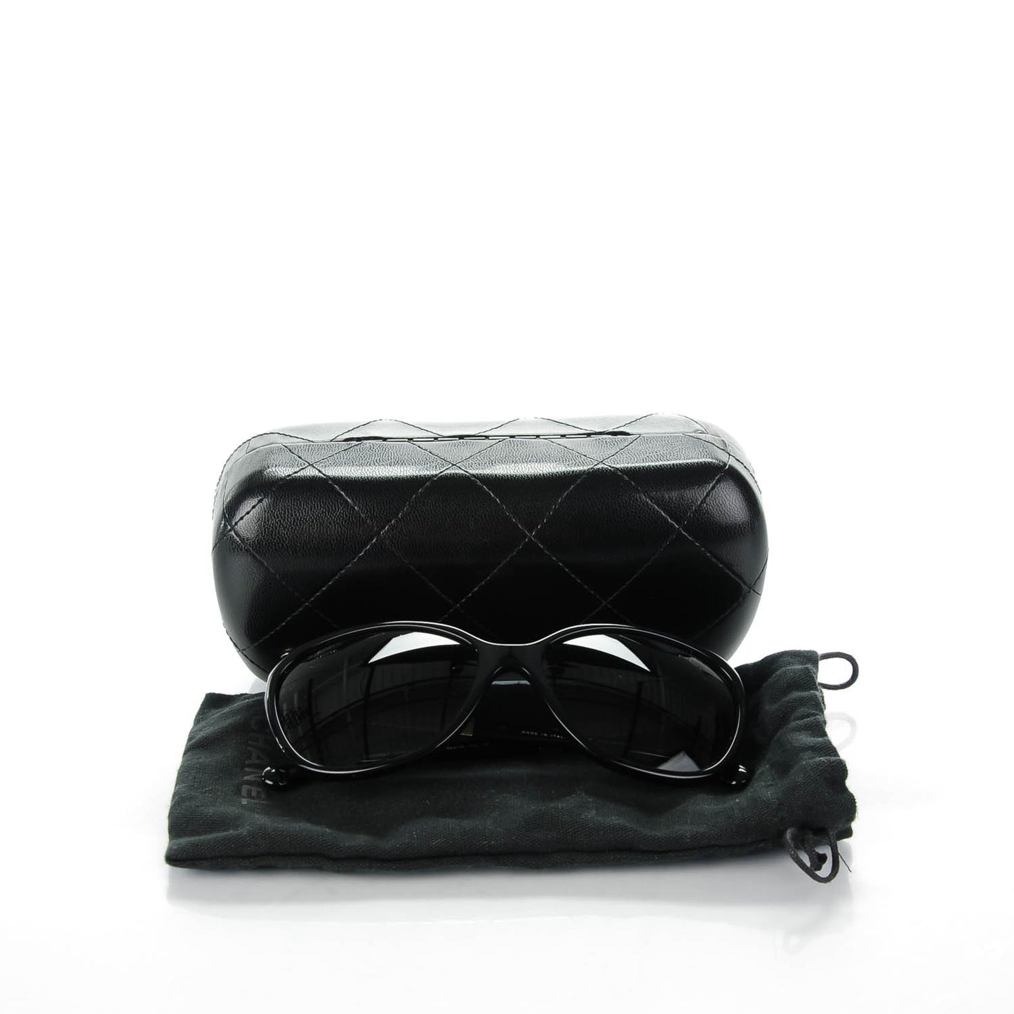 Crystal Baguette Polarized Cat Eye Sunglasses 5309-B Black