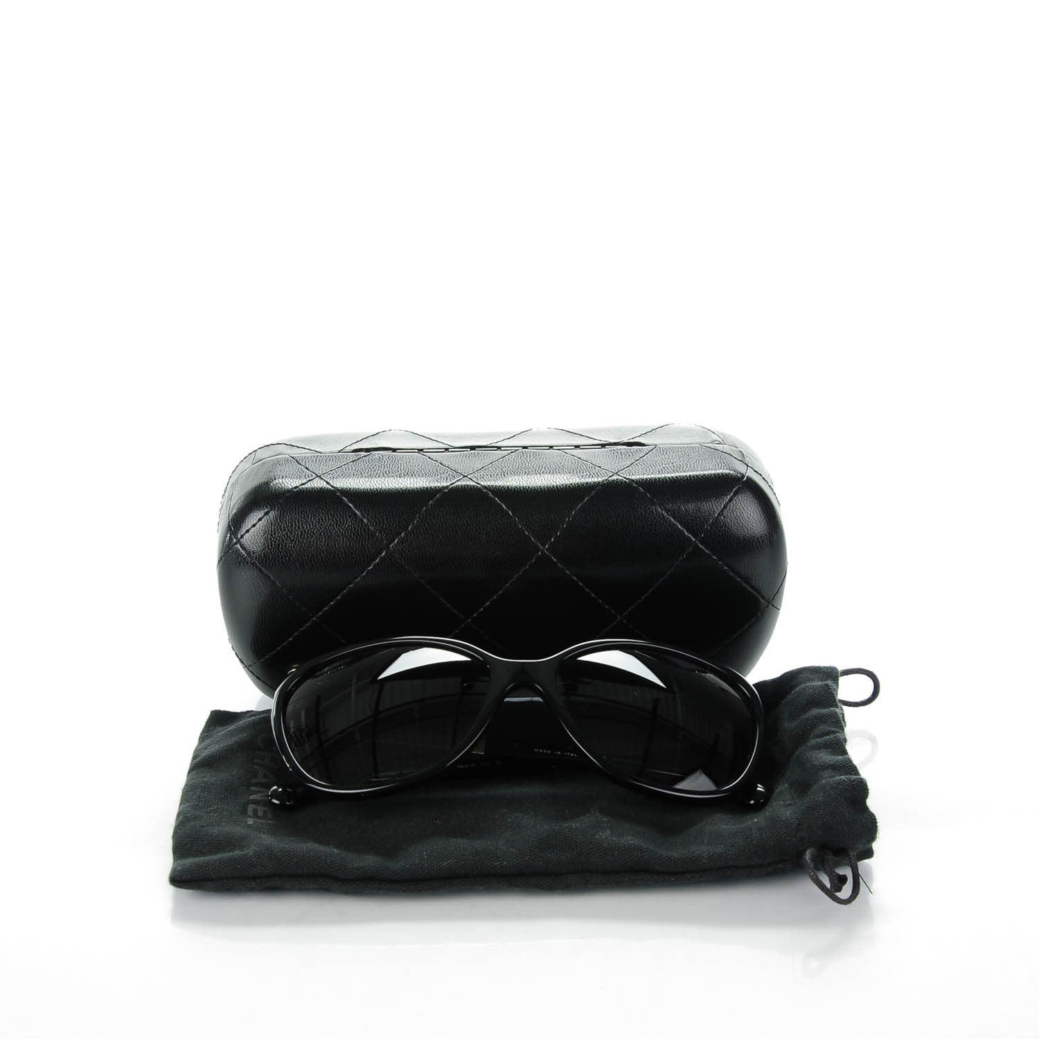 Chanel Crystal Baguette Polarized Cat Eye Sunglasses 5309-B Black 6 of 6