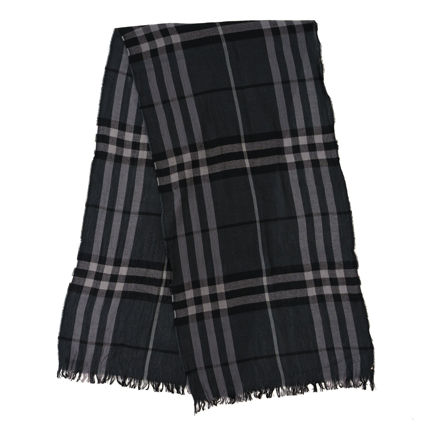 Burberry Wool Silk Gauze Giant Check Scarf Black 2 of 5