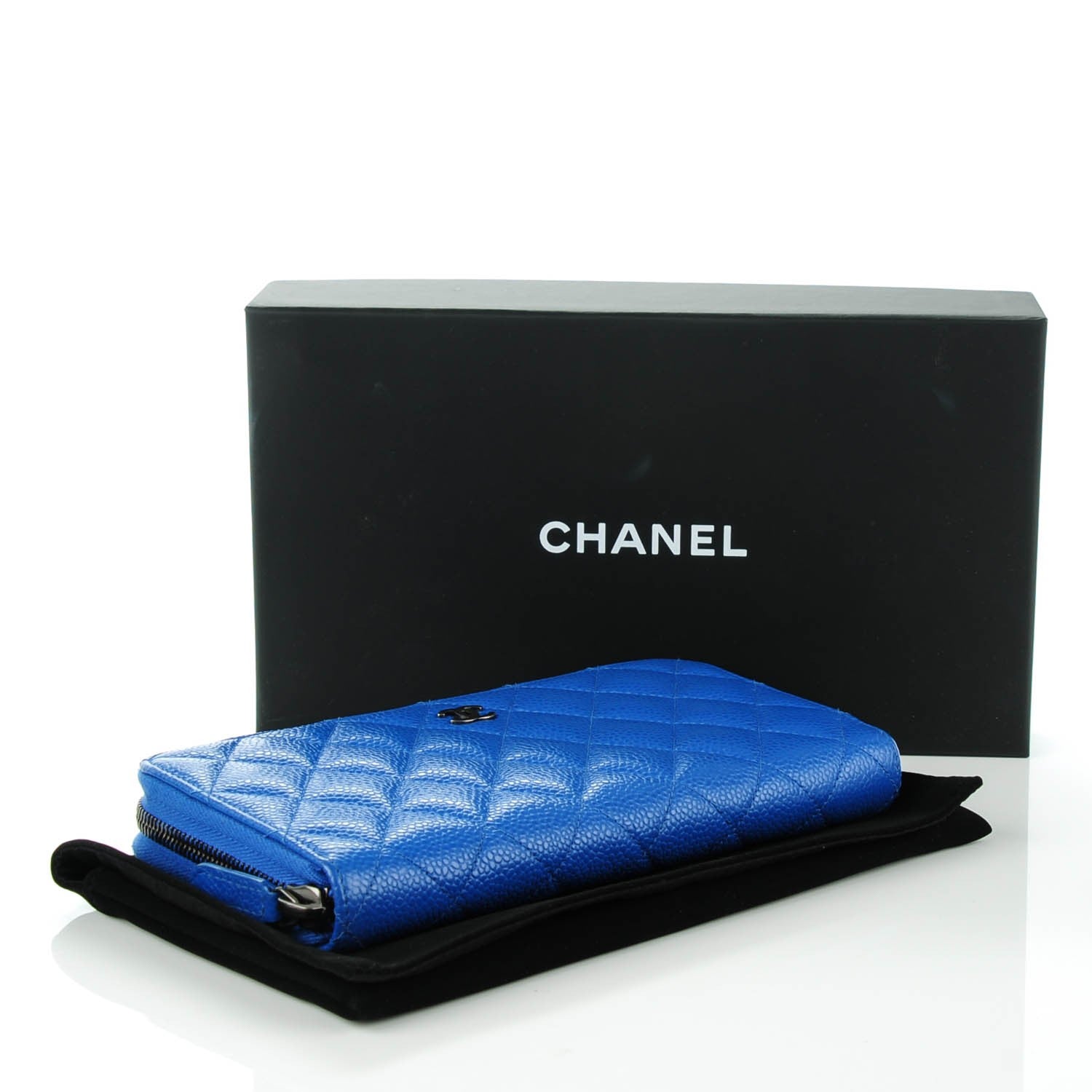 Chanel Caviar Quilted Large Zipped Wallet Blue 4 of 8