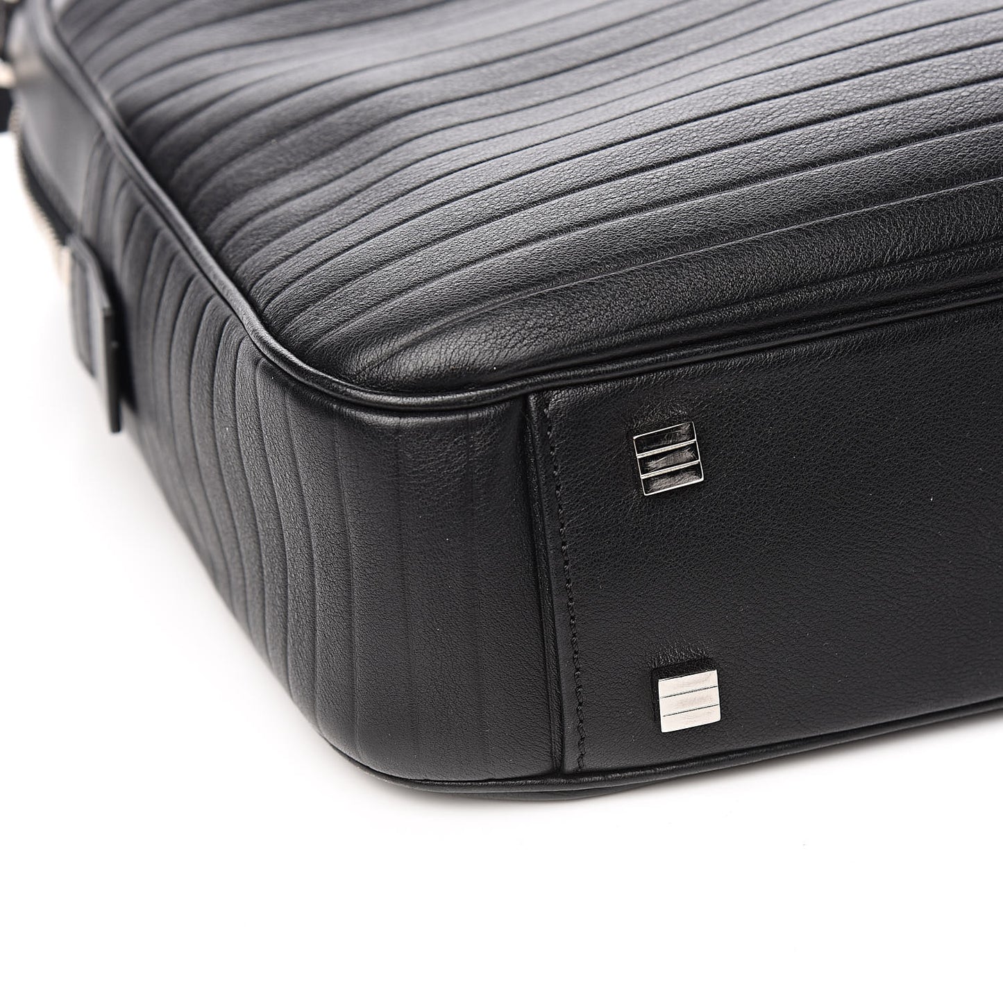 HOMME Calfskin Ribbed Briefcase Black