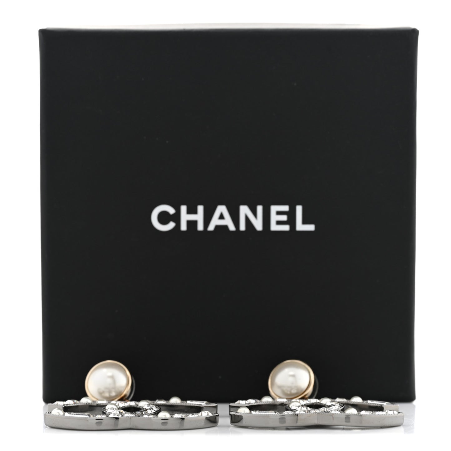 Crystal CC Drop Earrings Silver
