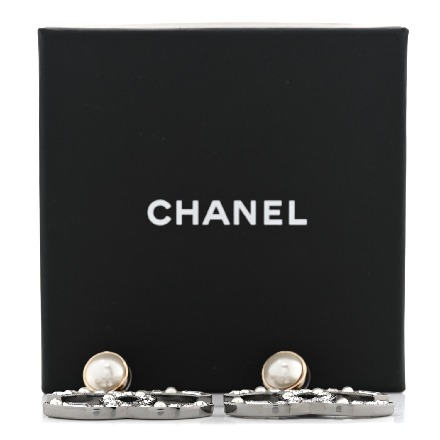 Chanel Crystal CC Drop Earrings Silver 5 of 5