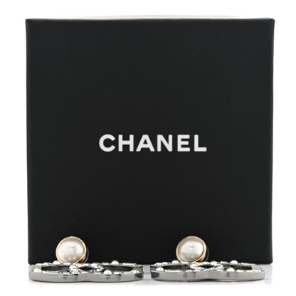 Chanel Crystal CC Drop Earrings Silver 5 of 5