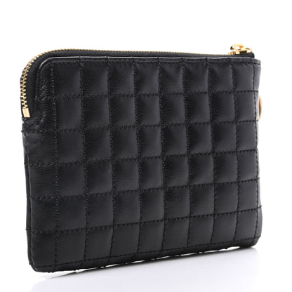 Celine Calfskin Quilted C Charm Coin Card Pouch Black 3 of 7