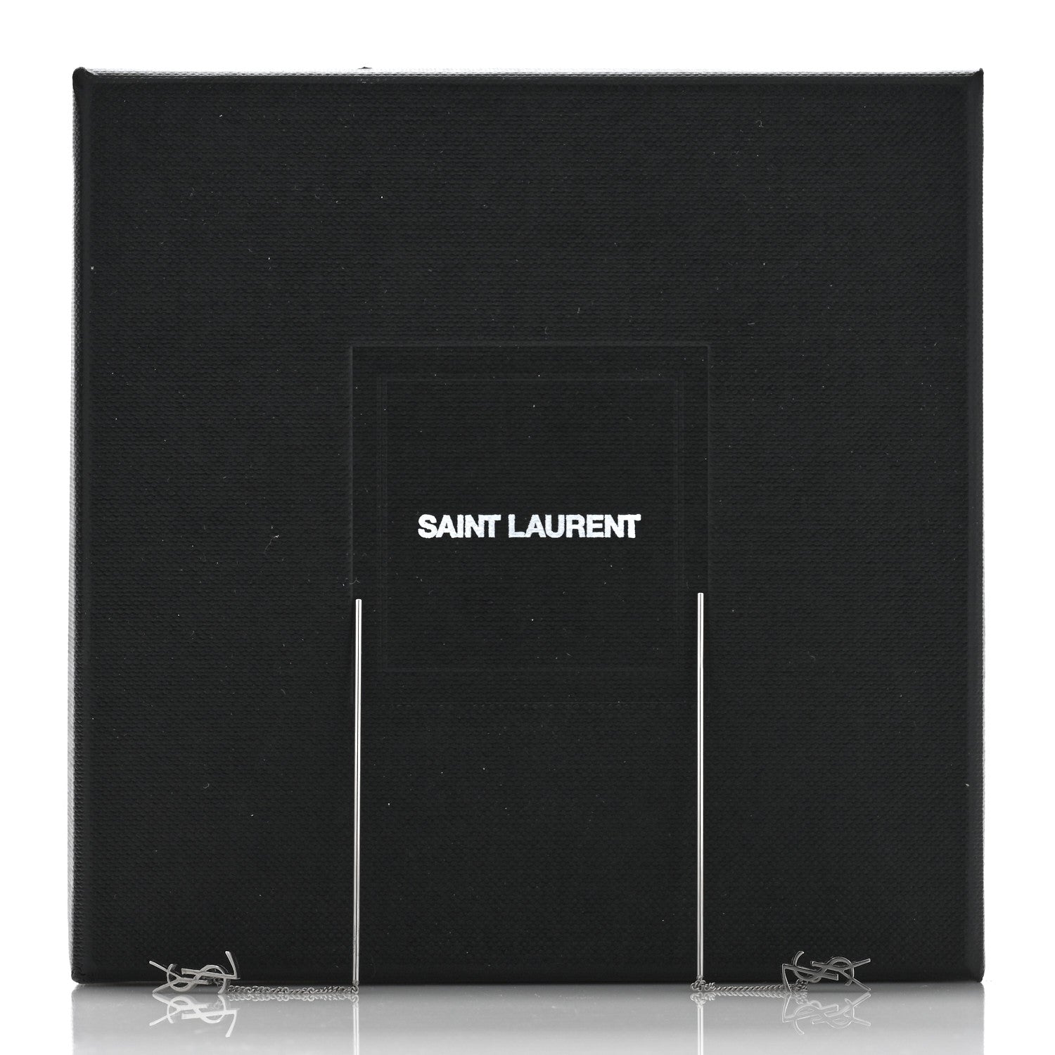 Saint Laurent Metal Monogram Pendant Threader Earrings Silver 4 of 4