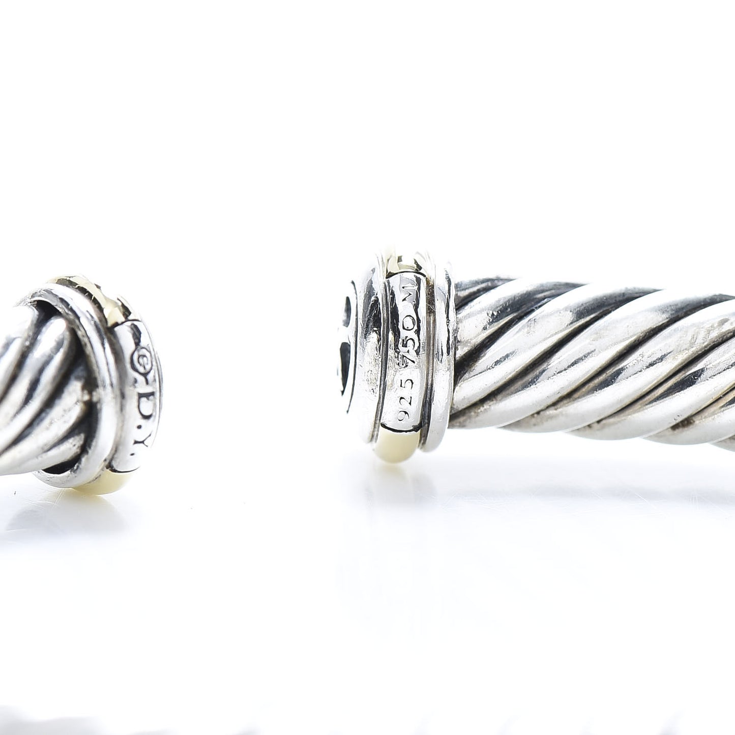 Sterling Silver 18K Yellow Gold 7mm Cablespira Bracelet