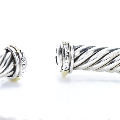 David Yurman Sterling Silver 18K Yellow Gold 7mm Cablespira Bracelet 4 of 5