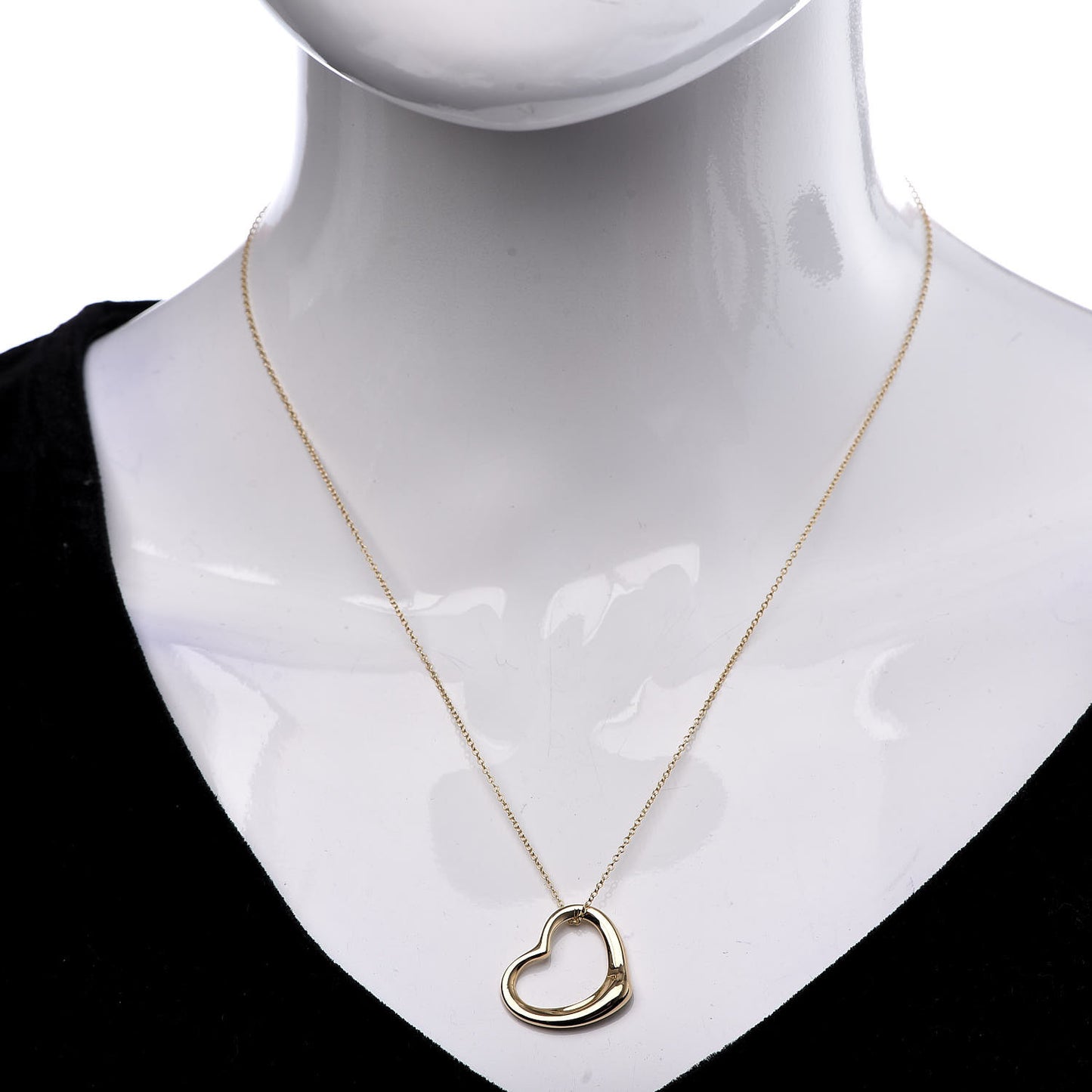18K Yellow Gold 22mm Elsa Peretti Open Heart Pendant Necklace