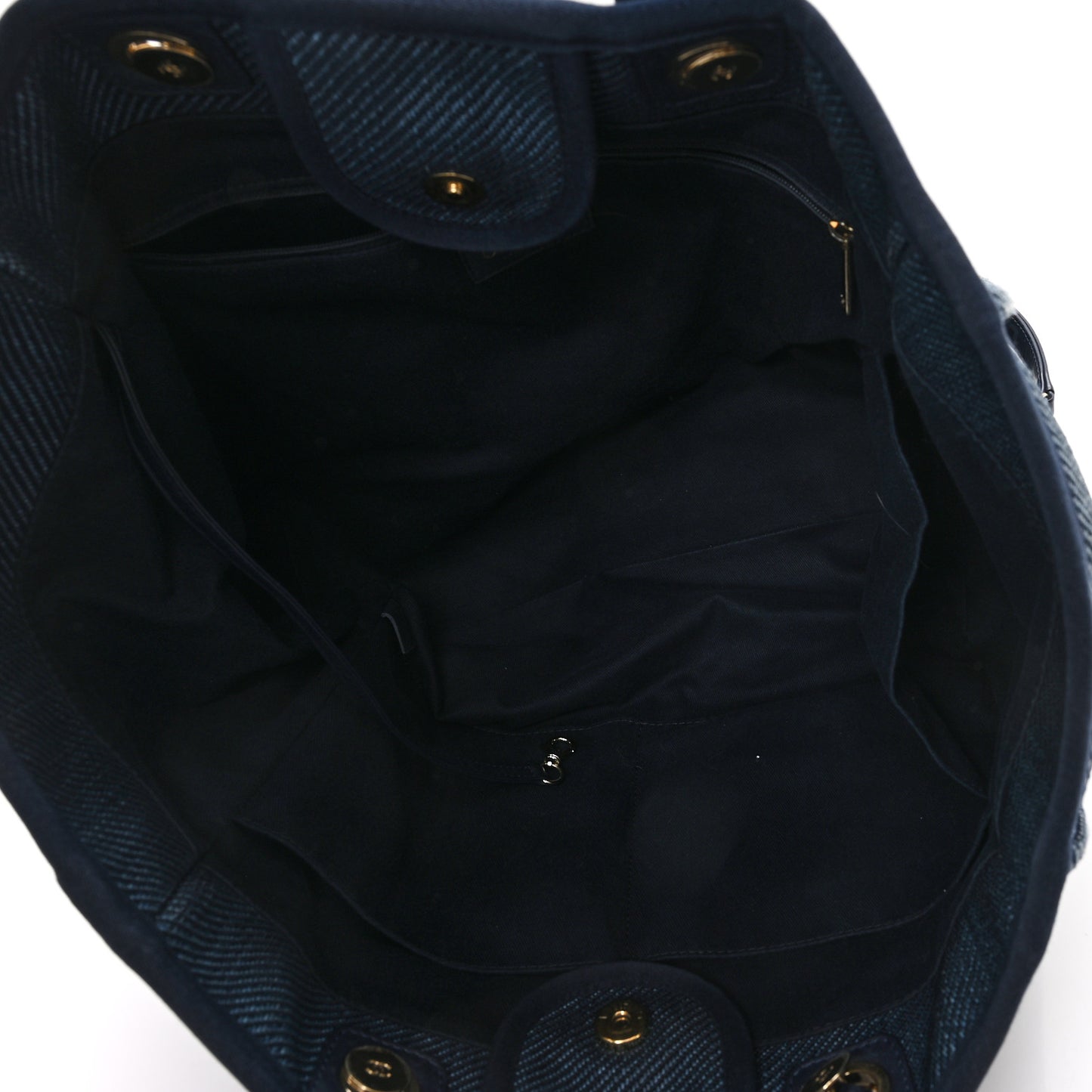 Mixed Fibers Calfskin Medium Deauville Tote Navy Blue