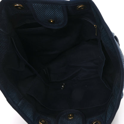 Chanel Mixed Fibers Calfskin Medium Deauville Tote Navy Blue 5 of 11