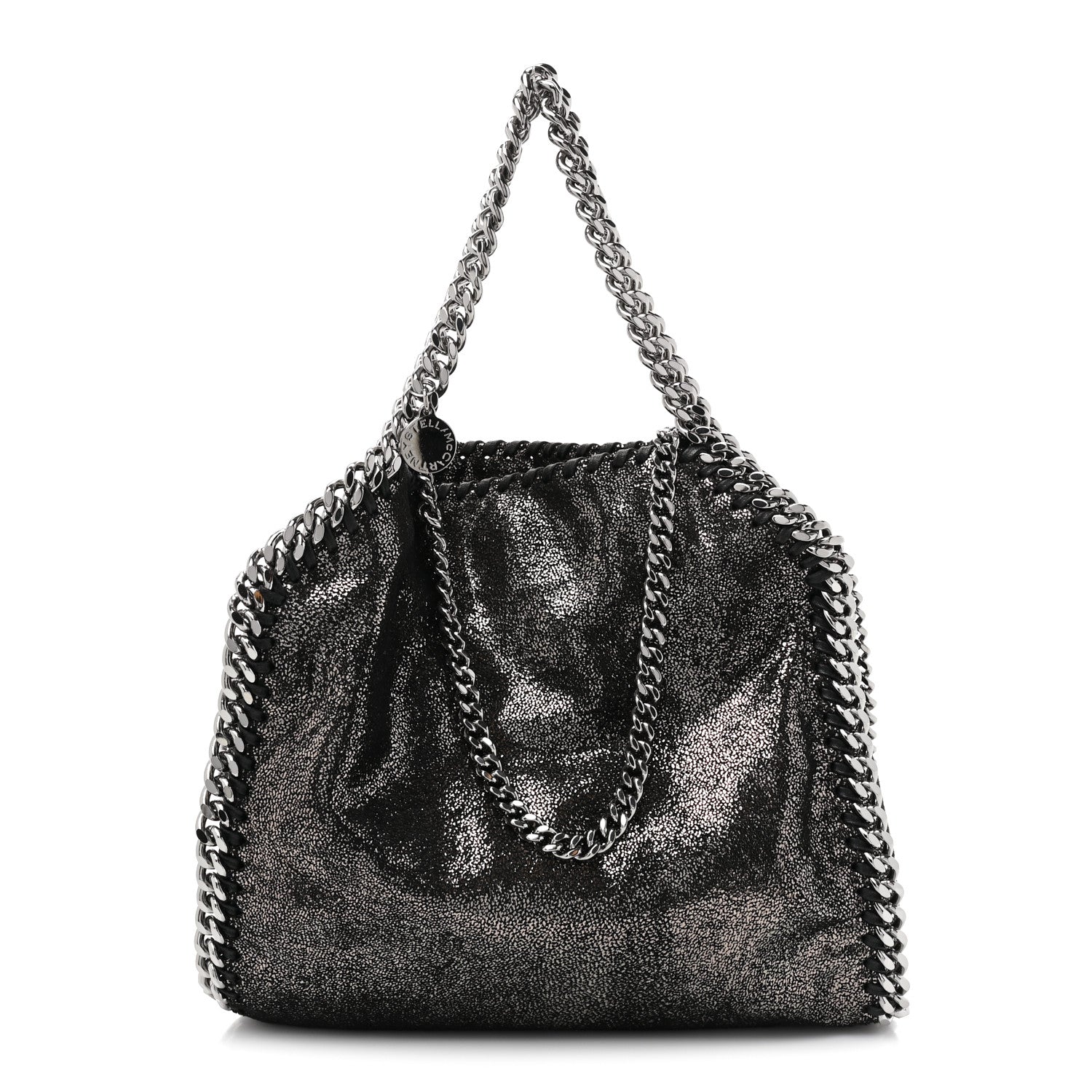 Stella McCartney Chamois Shiny Dotted Mini Falabella Fold Over Tote Ruthenium 1 of 8