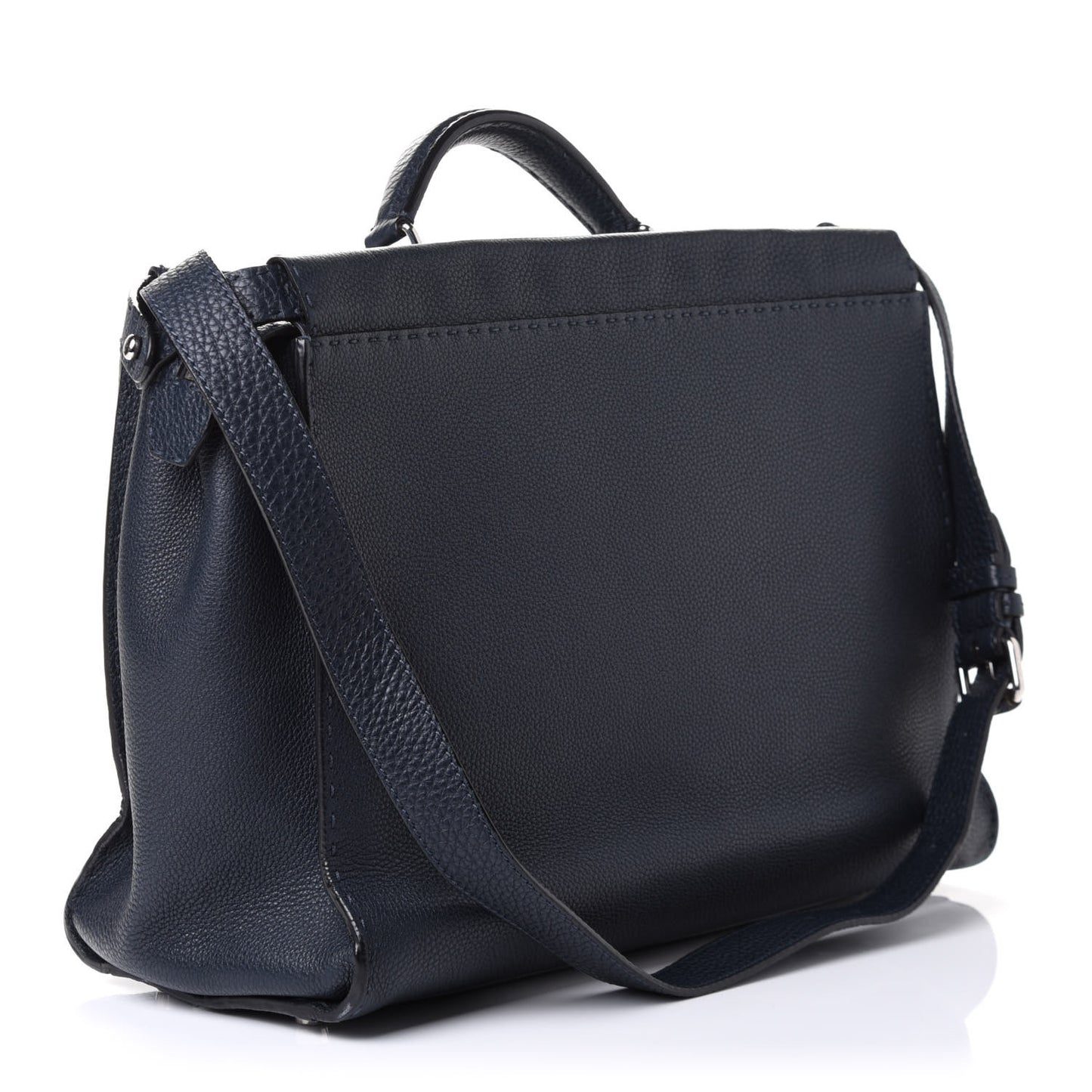 Cuoio Romano Selleria Bi-Color Large Mens Peekaboo Iconic Essential Satchel Lavagna Blue Royal