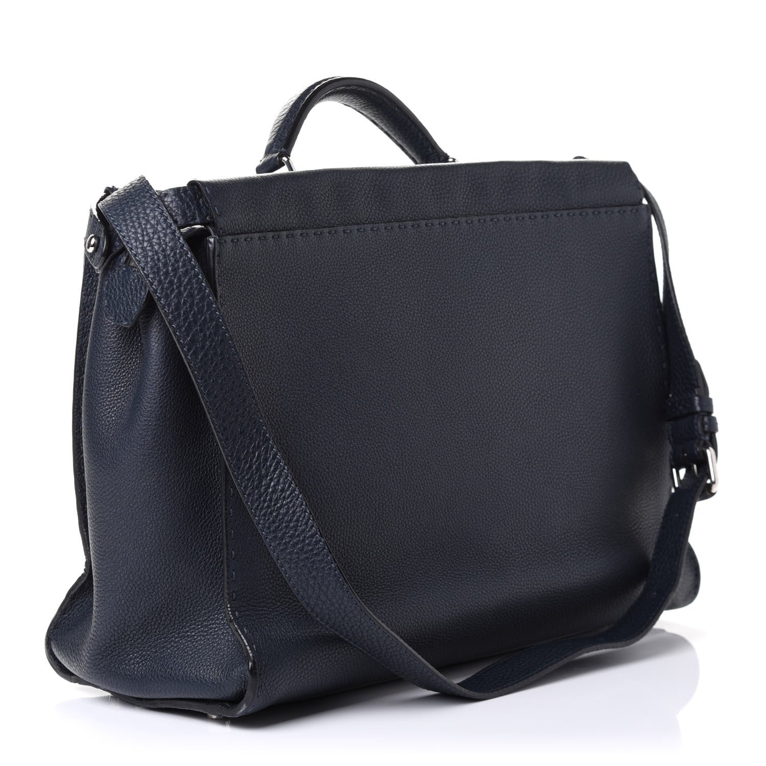 Fendi Cuoio Romano Selleria Bi-Color Large Mens Peekaboo Iconic Essential Satchel Lavagna Blue Royal 2 of 5