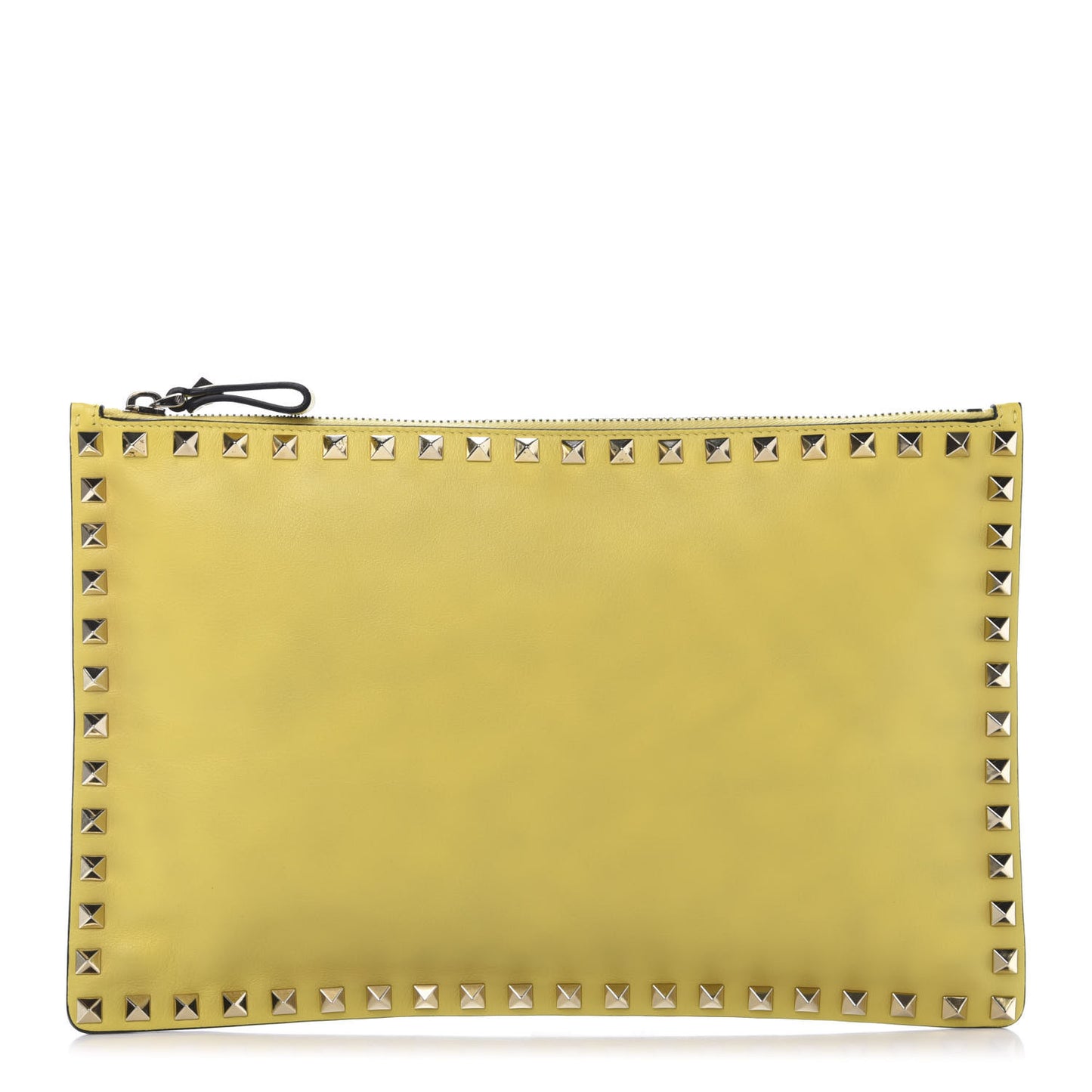 Vitello Large Rockstud Zip Pouch Yellow