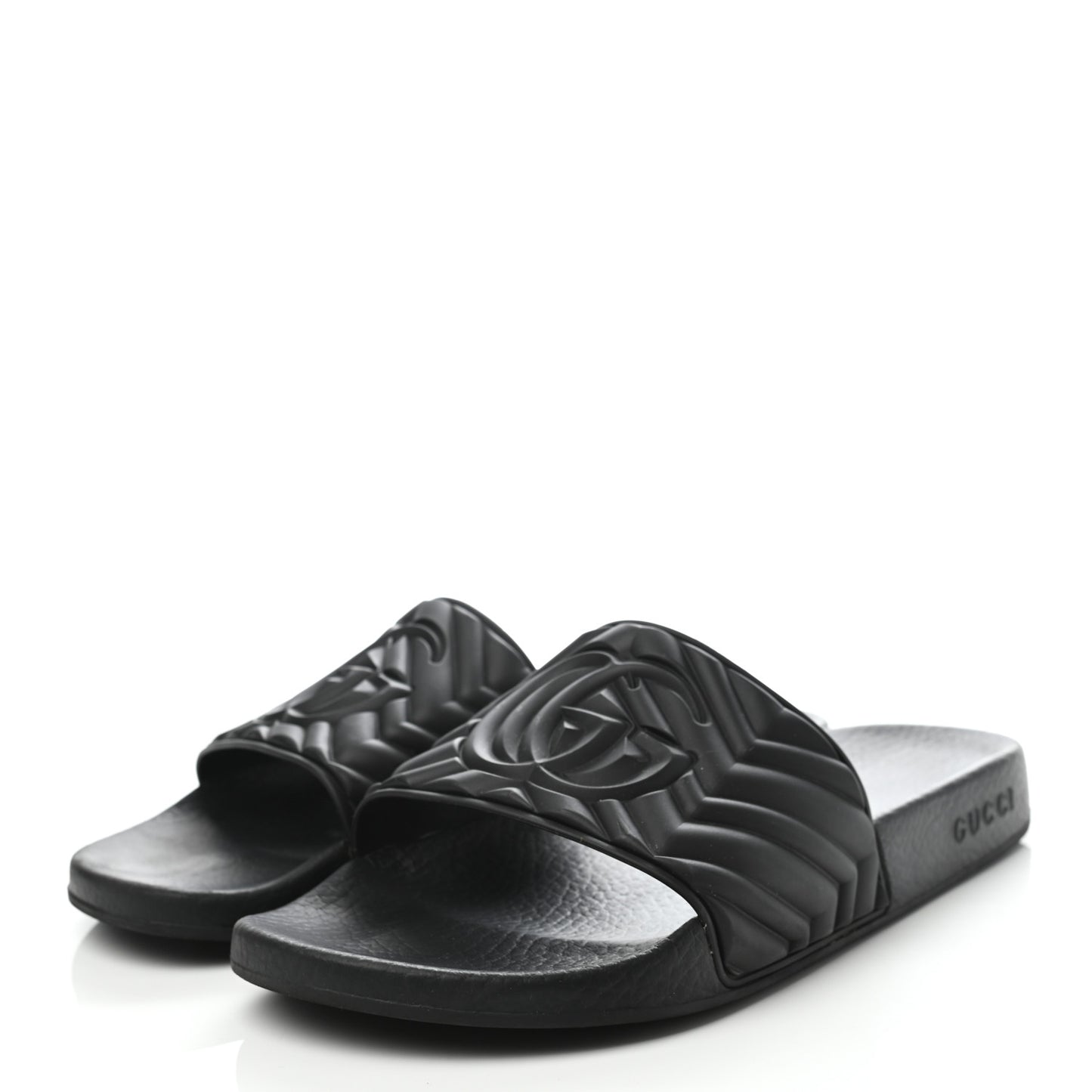 Rubber Matelasse Mens Slide Sandals 8 Black