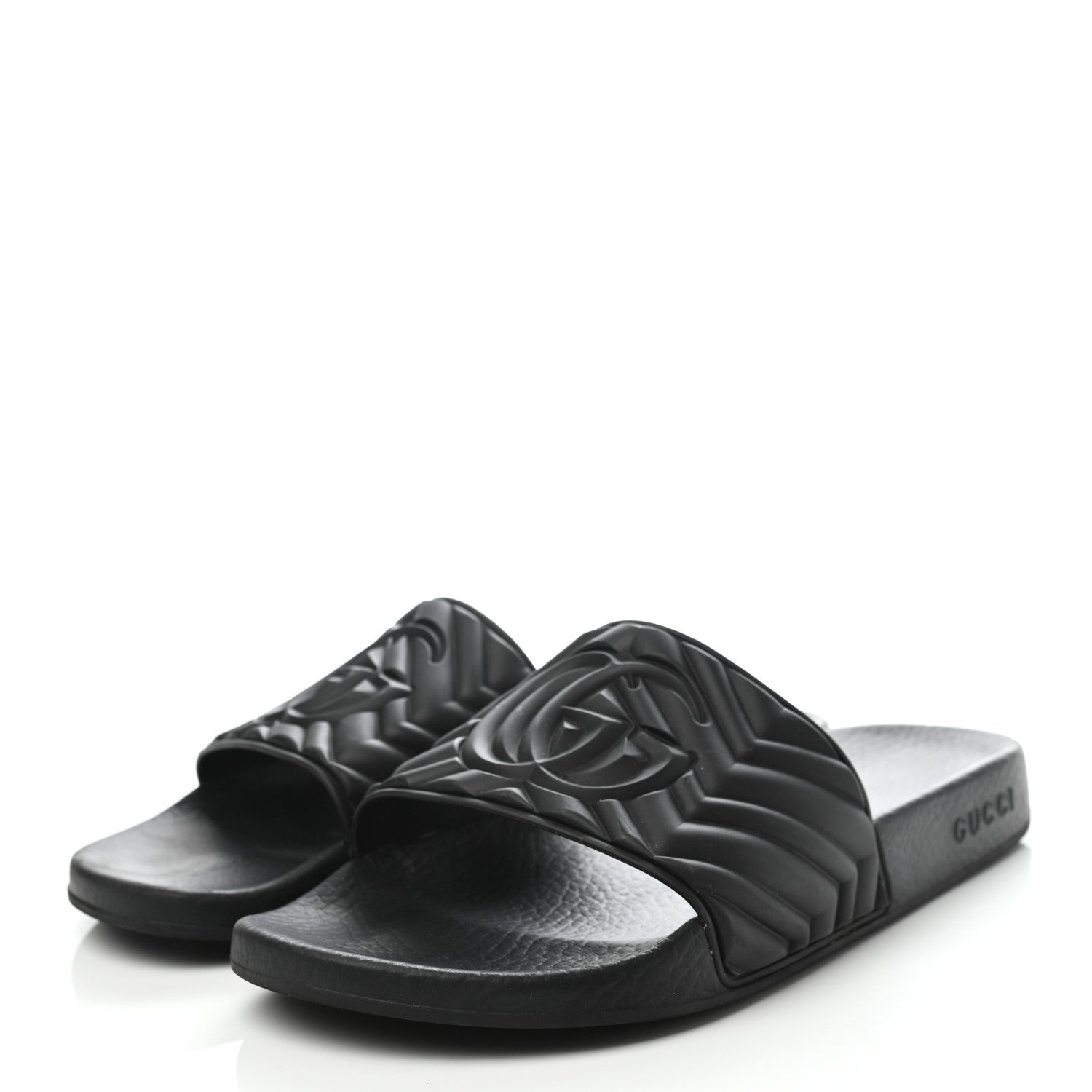 Gucci Rubber Matelasse Mens Slide Sandals 8 Black 3 of 7