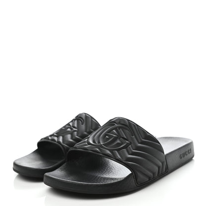 Gucci Rubber Matelasse Mens Slide Sandals 8 Black 3 of 7