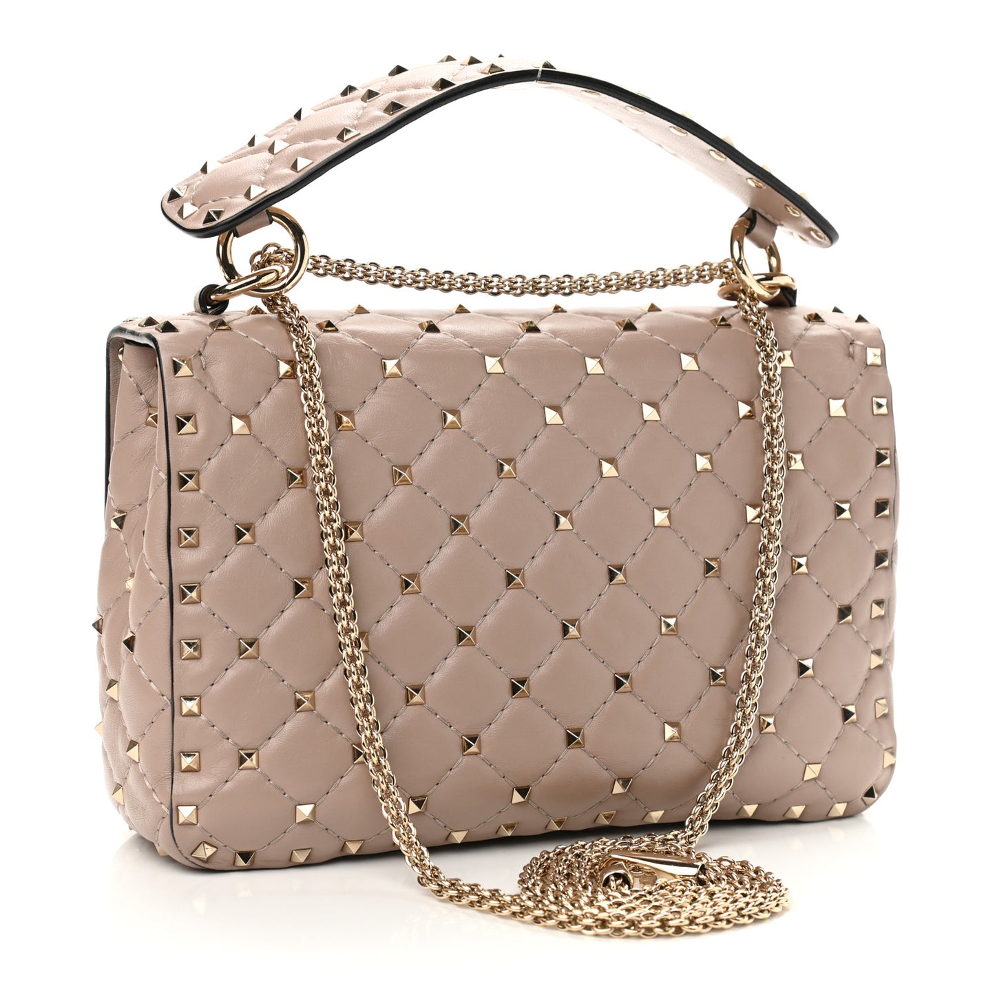 Nappa Medium Rockstud Spike Shoulder Bag Poudre