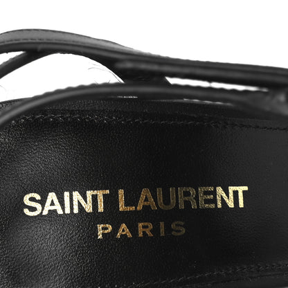 Saint Laurent Calfskin Cassandra Espadrille 105 Wedges 37 Black 8 of 10