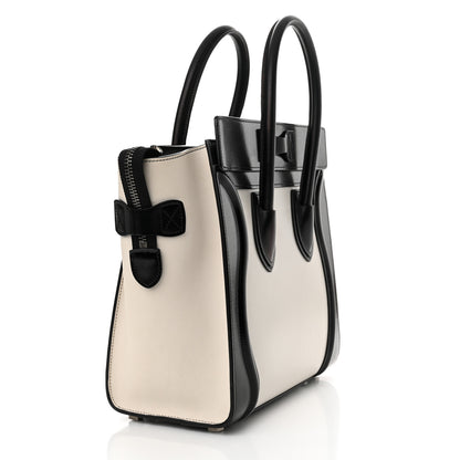Celine Smooth Calfskin Lizard Embossed Bi-Color Micro Luggage Black White 3 of 17