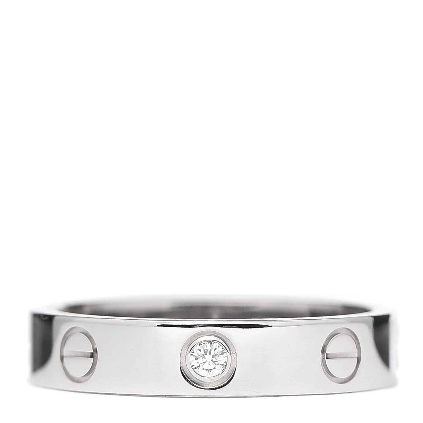 18K White Gold Diamond 4mm LOVE Wedding Band Ring 52 6