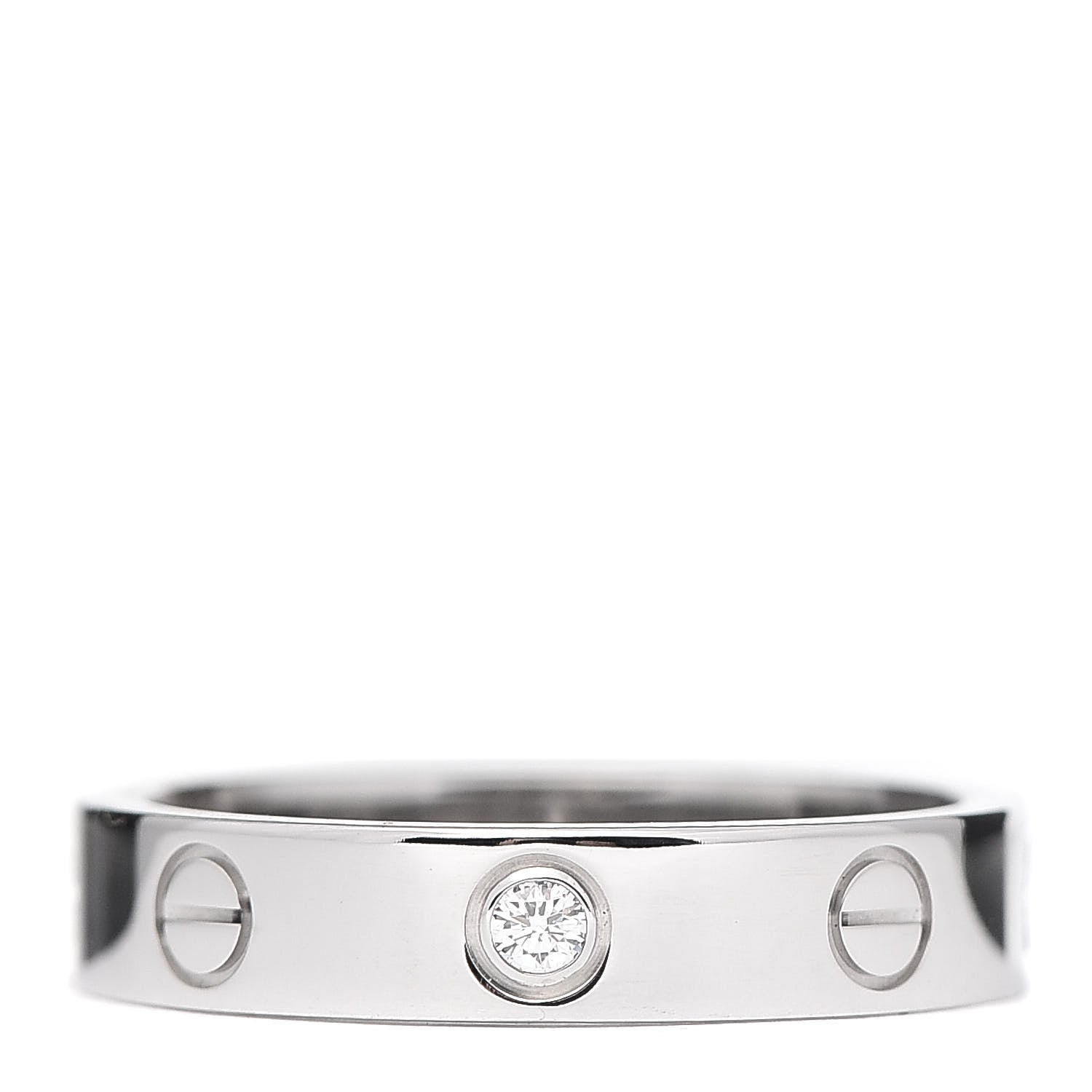 Cartier 18K White Gold Diamond 4mm LOVE Wedding Band Ring 52 6 1 of 4
