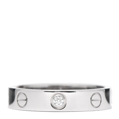 Cartier 18K White Gold Diamond 4mm LOVE Wedding Band Ring 52 6 1 of 4