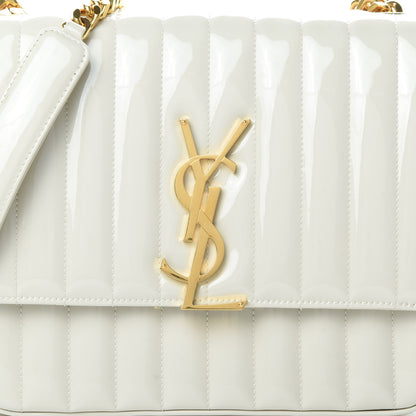 Saint Laurent Patent Matelasse Monogram Large Vicky Chain Bag White 8 of 11
