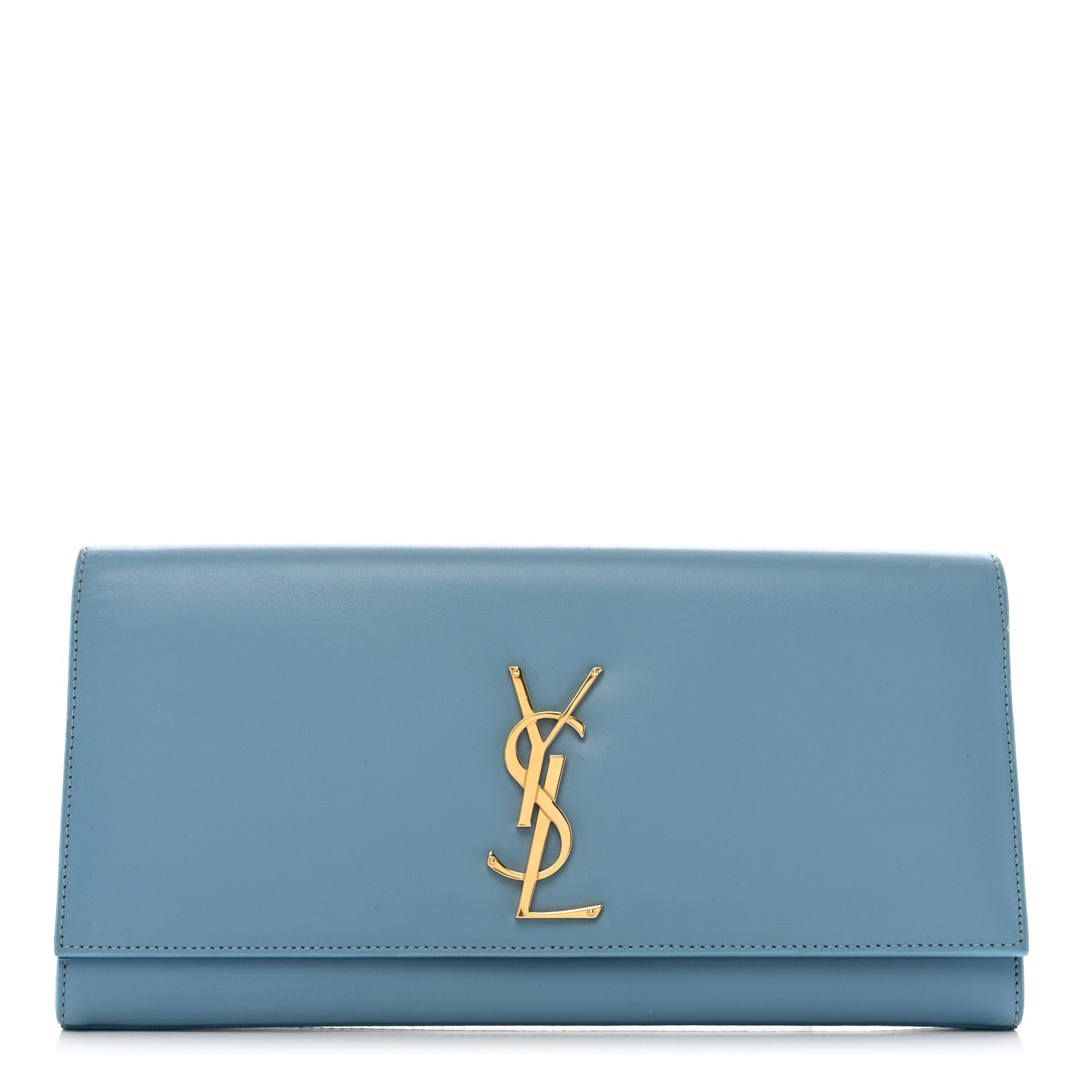 Saint Laurent Smooth Calfskin Classic Monogram Cassandre Clutch Blue Glacier 1 of 9