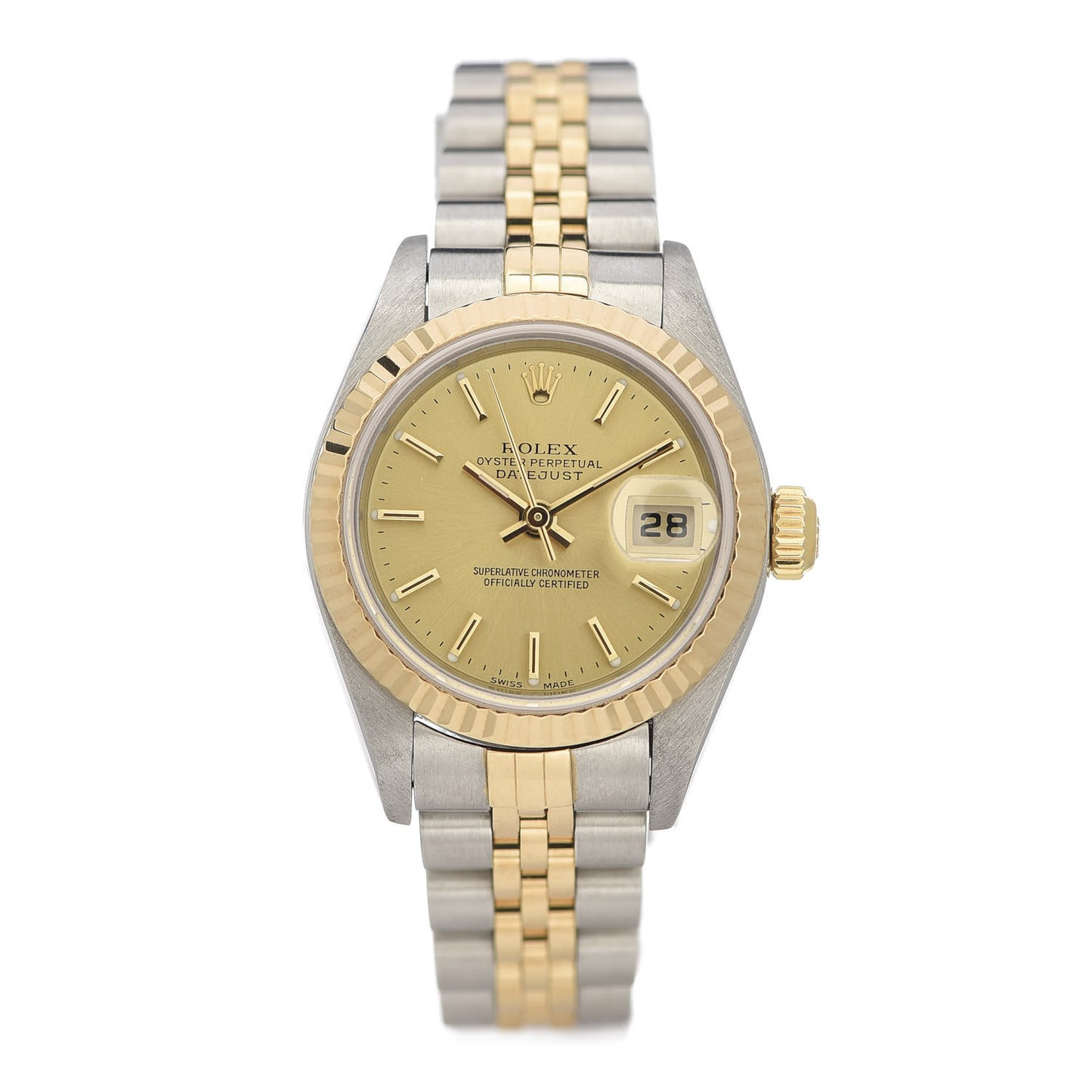 Stainless Steel 18K Yellow Gold 26mm Oyster Perpetual Datejust Watch Champagne 79173