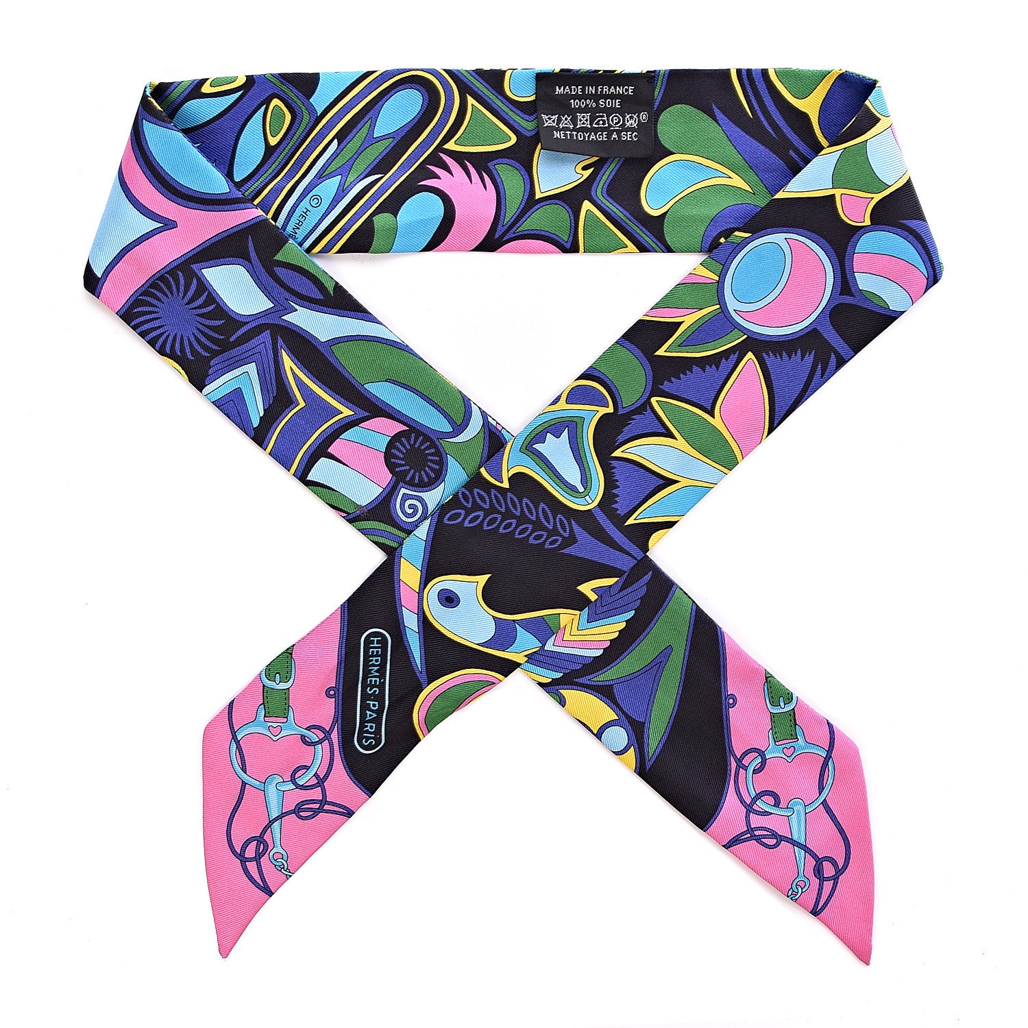 Hermes Silk Folklore Twilly Violet Black Rose Vif 1 of 5