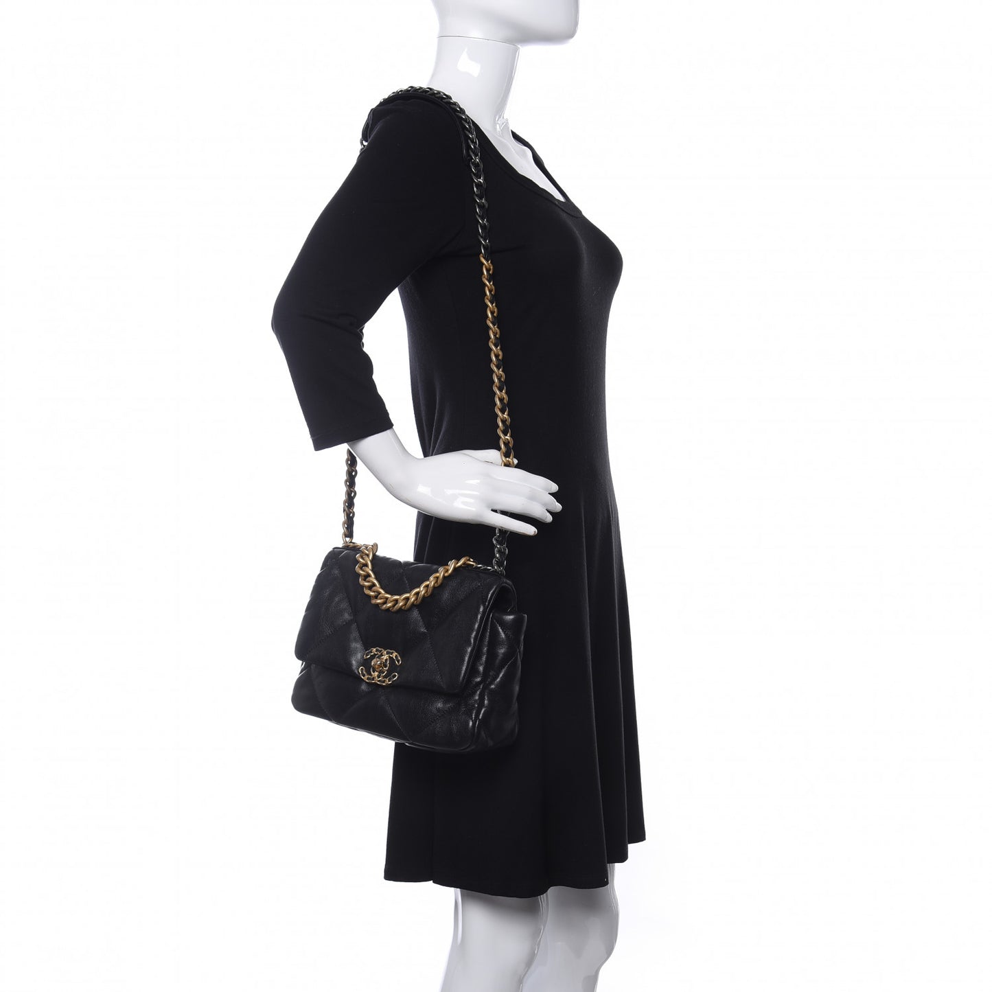 Goatskin Quilted Medium Chanel 19 Flap Black