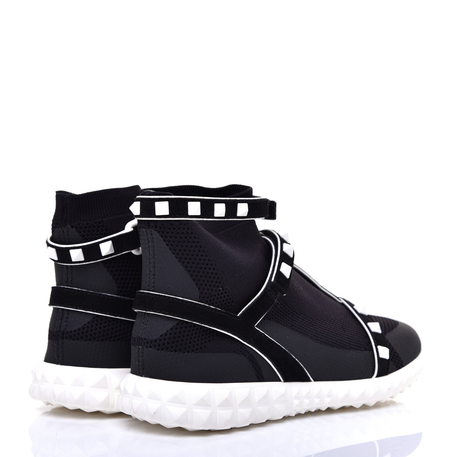 Valentino Garavani Body Tech Knit Free Rockstud Sock High Top Sneakers 35.5 Black White 4 of 9
