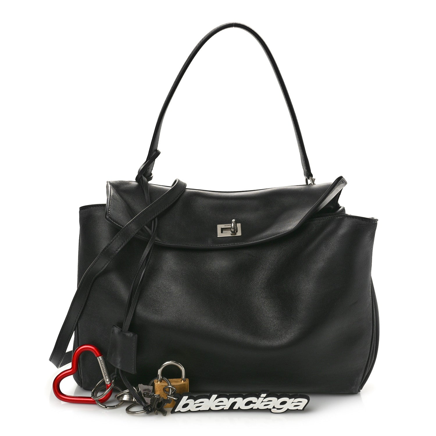 Balenciaga Smooth Calfskin Used Effect Medium Rodeo Top Handle Handbag Black 1 of 14