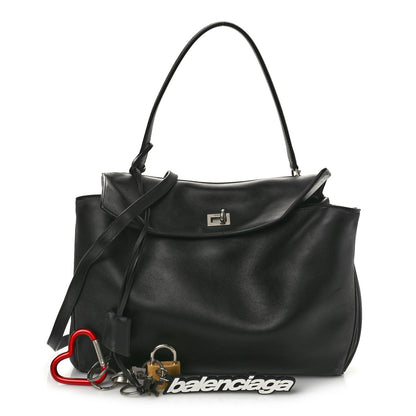 Balenciaga Smooth Calfskin Used Effect Medium Rodeo Top Handle Handbag Black 1 of 14
