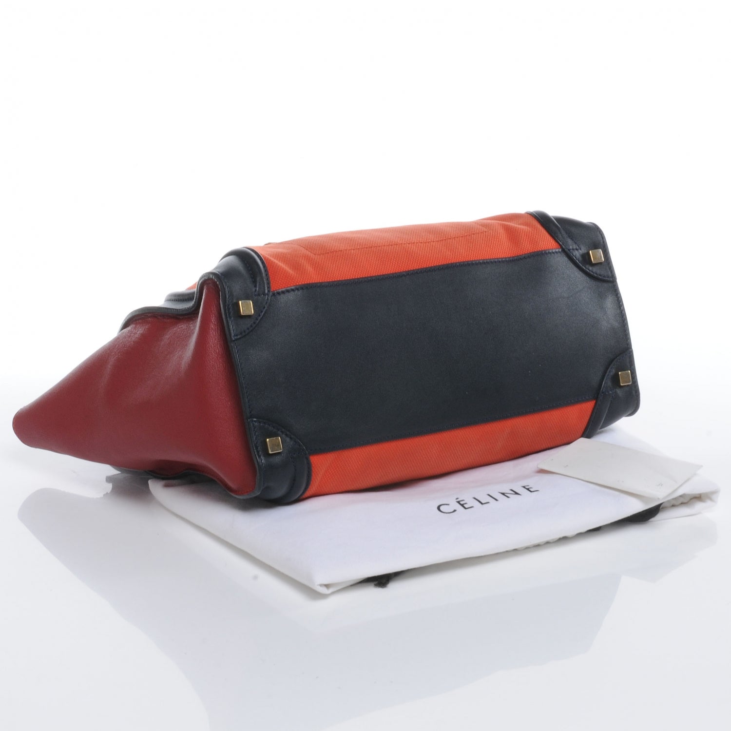 Celine Leather and Linen Shoulder Luggage Tri-Color Poppy 4 of 8