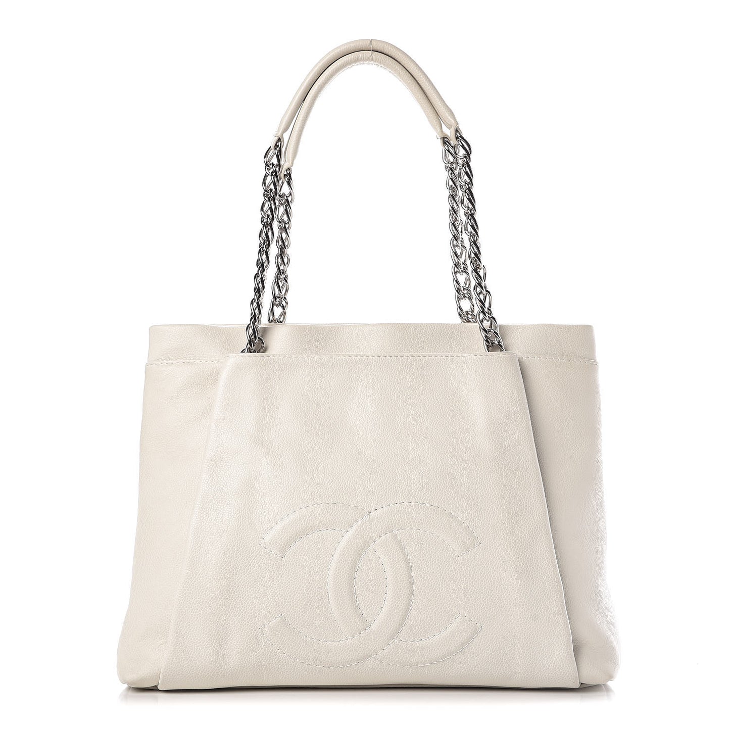 Caviar Large CC Tuck Tote Ivory