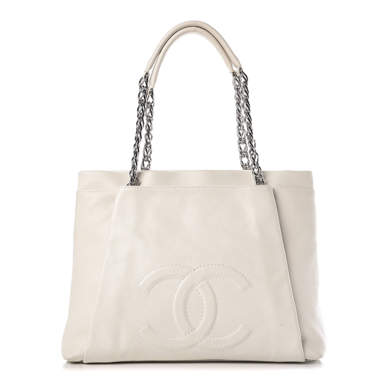 Chanel Caviar Large CC Tuck Tote Ivory 1 of 11