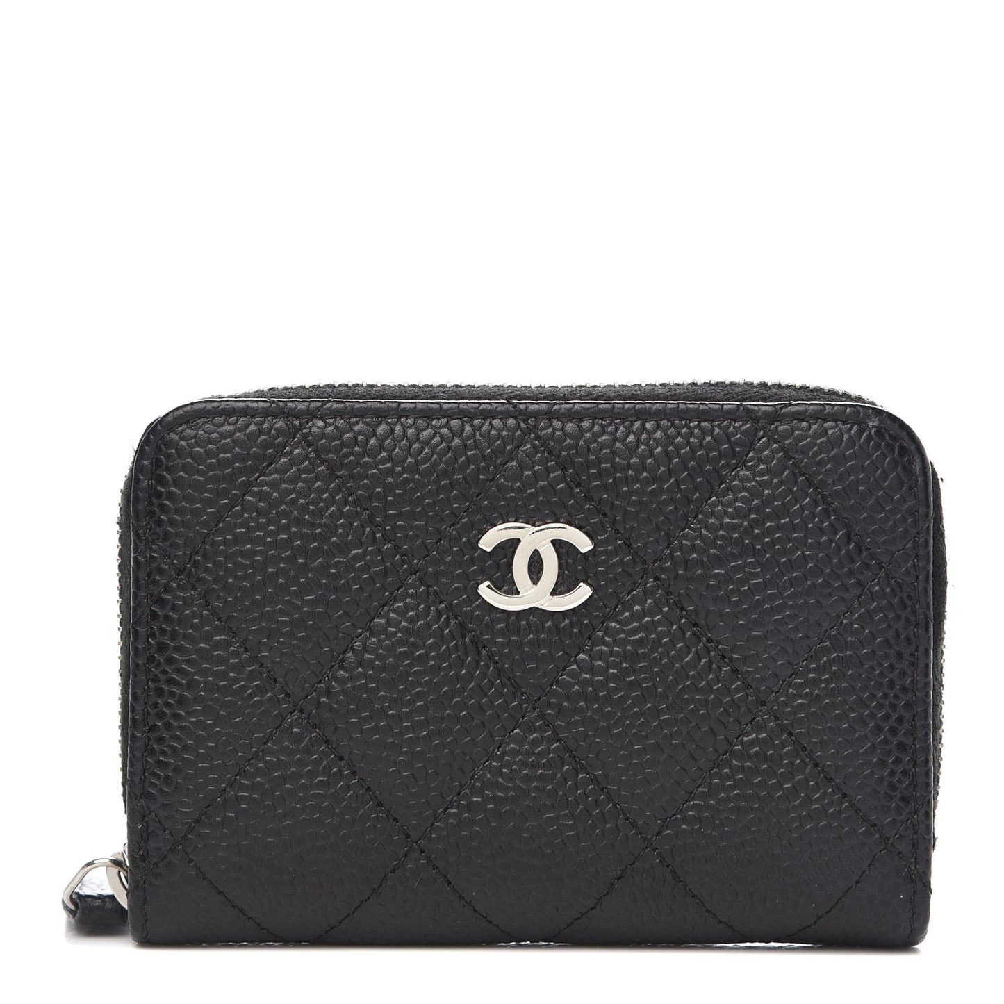 Caviar Quilted Zip Coin Purse Black