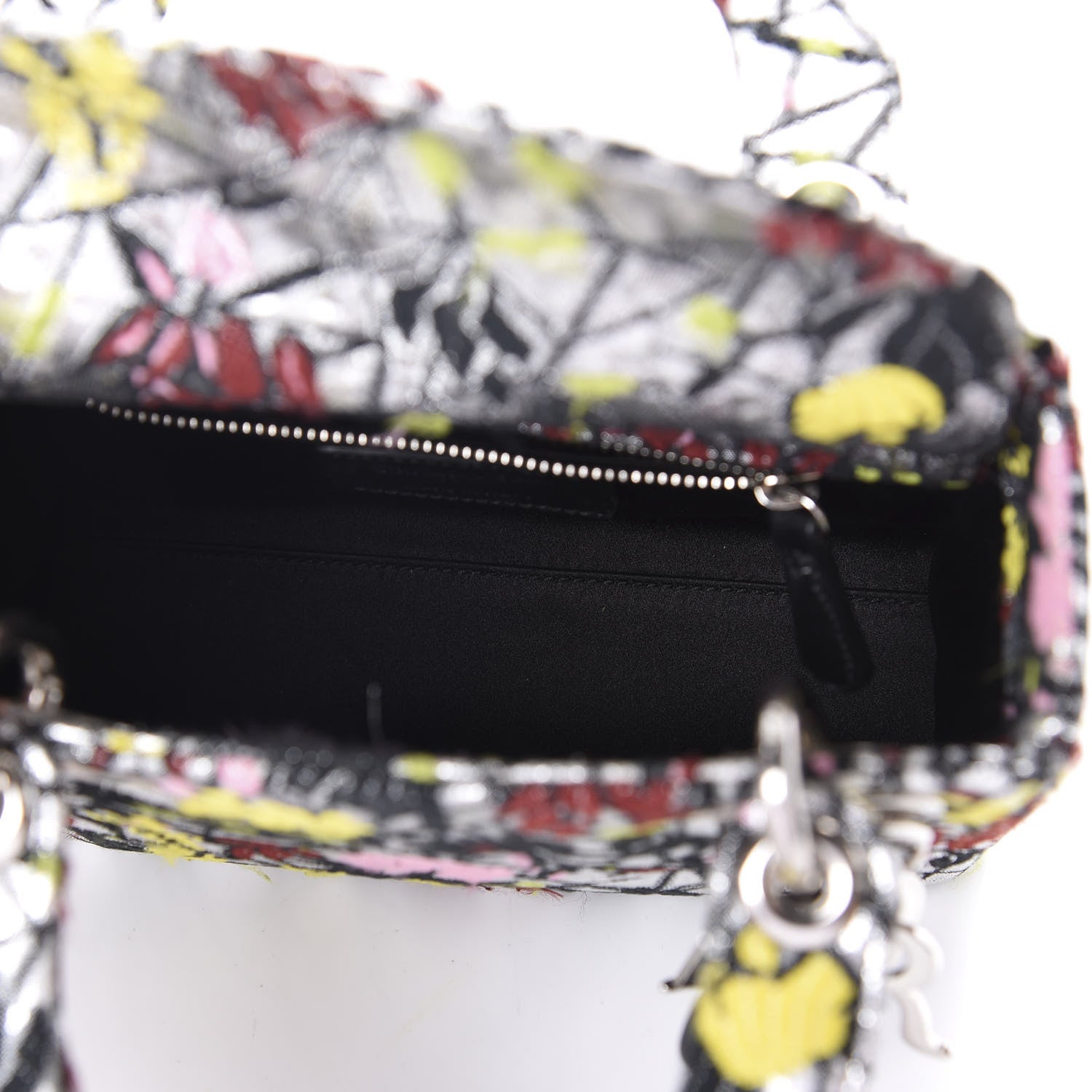 Christian Dior Metallic Canvas Embroidered Mini Lady Dior Argent Multicolor 5 of 13