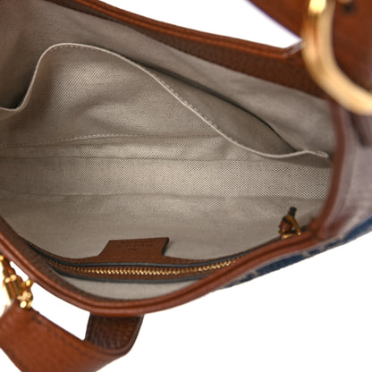 Gucci New Denim GG Monogram Calfskin Small Jackie 1961 Hobo Blue Tea Cuir 5 of 9