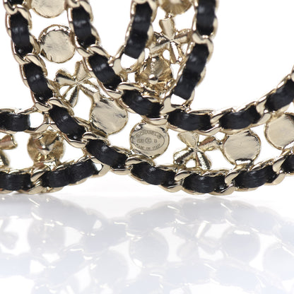 Chanel Metal Lambskin Crystal Sergeant Brooch Black Gold 4 of 5