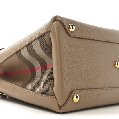 Burberry Derby Calfskin House Check Medium Banner Tote Camel 8 of 9