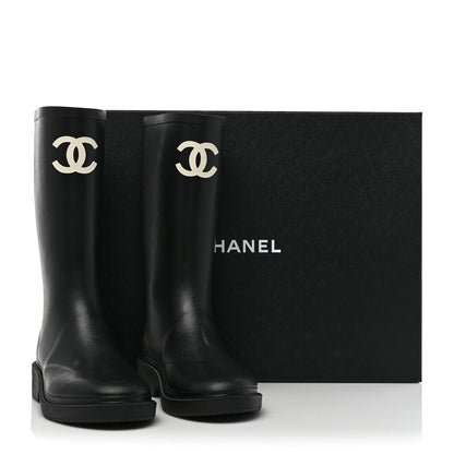 Chanel Caoutchouk CC High Boots 35 Black 10 of 10