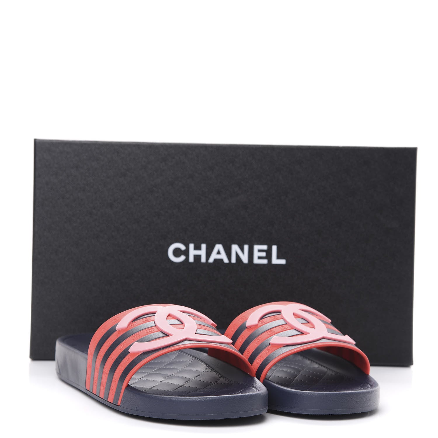 Chanel Rubber CC Flat Slide Sandals 39 Pink Red 9 of 9